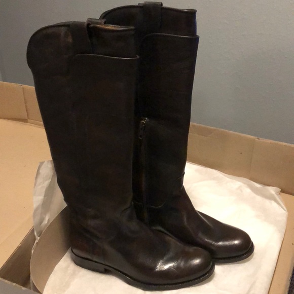 Frye Shoes - Frye Melissa Tall Riding Boot in Dark Brown